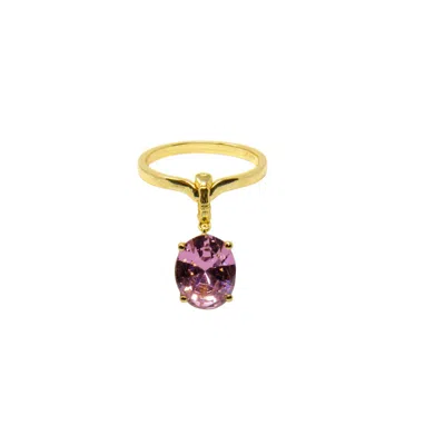 Nasi Silver Women's Crystalis Dancer Ring- Pink Spinel, Gold
