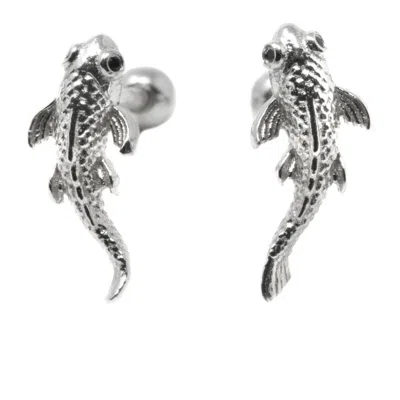 Nasi Silver Women's Fish Neshama Studs- Silver In Metallic