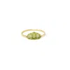 Nasi Silver Women's Green Baguette Aaliyah Ring- Peridot & White Topaz, Gold In Gold