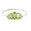 Nasi Silver Women's Green Baguette Aaliyah Ring- Peridot & White Topaz, Silver