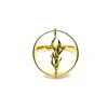 Nasi Silver Women's Green Coral Spinner Ring- Earth Edition, Gold In Gold