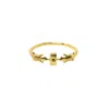 Nasi Silver Women's Green Dainty Crocs Gold Ring- Chrome Diopside & Black Spinel In Gold