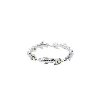 Nasi Silver Women's Green Eternity Neshama Fish Band- Peridot- Silver