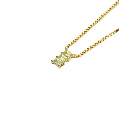 Nasi Silver Women's Green / Gold Baguette Nahar Necklace- Peridot, Gold In Multi
