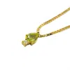 Nasi Silver Women's Green Pear Atarah Necklace- Peridot & White Topaz, Gold In Gold