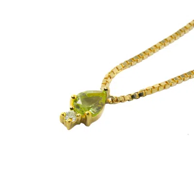 Nasi Silver Women's Green Pear Atarah Necklace- Peridot & White Topaz, Gold