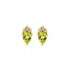 Nasi Silver Women's Green Pear Atarah Studs- Peridot & White Topaz, Gold In Gold