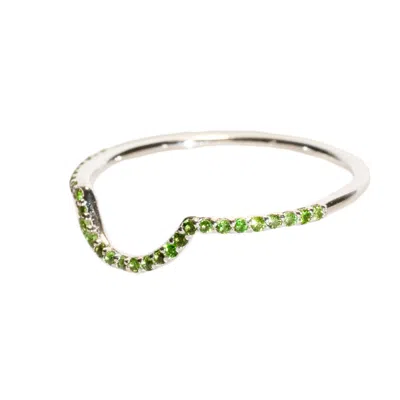 Nasi Silver Women's Green / Silver Ora Half Eternity Ring- Chrome Diopside, Silver In Multi