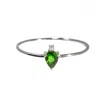 Nasi Silver Women's Green / Silver Pear Atarah Ring- Chrome Diopside & White Topaz,  Silver In Multi