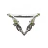 Nasi Silver Women's Green / White Lilypad Wishbone Ring- Peridot- Chrome Diopside- White Topaz- Silver