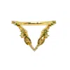 Nasi Silver Women's Green / White Lilypad Wishbone Ring- Peridot- Chrome Diopside & White Topaz- Gold