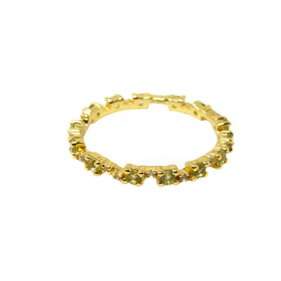 Nasi Silver Women's Green / White Nobody's Perfect Eternity Ring- Peridot & White Topaz, Gold