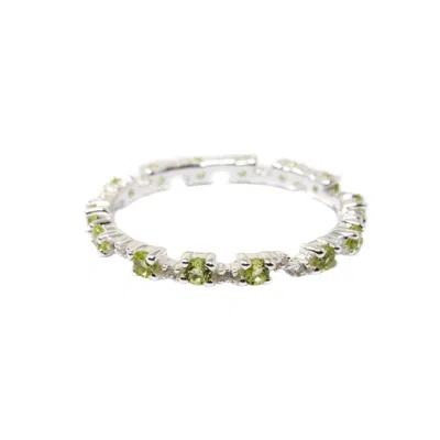 Nasi Silver Women's Green / White Nobody's Perfect Eternity Ring- Peridot & White Topaz, Silver
