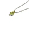 Nasi Silver Women's Green / White Pear Atarah Necklace- Peridot & White Topaz, Silver In Burgundy