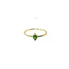 Nasi Silver Women's Green / White Pear Atarah Ring- Chrome Diopside & White Topaz, Gold In Gold