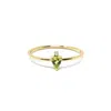 Nasi Silver Women's Green / White Pear Atarah Ring- Peridot & White Topaz, Gold In Gold