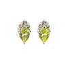 Nasi Silver Women's Green / White Pear Atarah Studs- Peridot & White Topaz- Silver