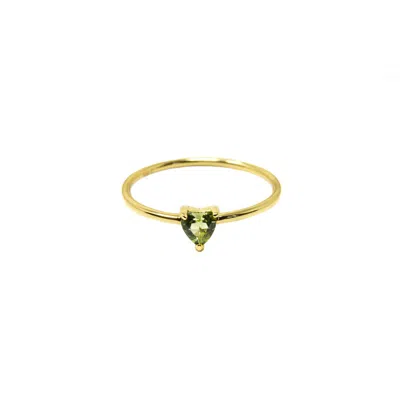 Nasi Silver Women's Green Yours Heart Ring- Peridot, Gold