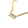 Nasi Silver Women's Kadima Baguette Necklace- White Topaz- Gold In Gold
