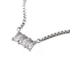 Nasi Silver Women's Kadima Baguette Necklace- White Topaz- Silver In Gray