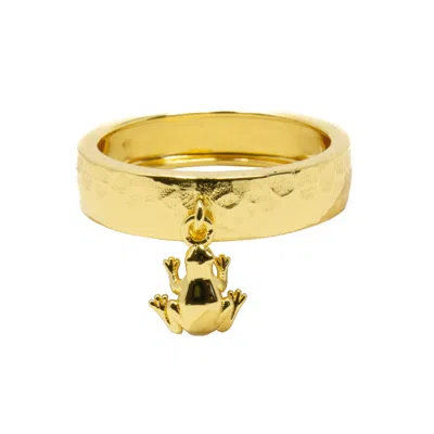 Nasi Silver Women's Leaping Frog Dangling Ring- Gold