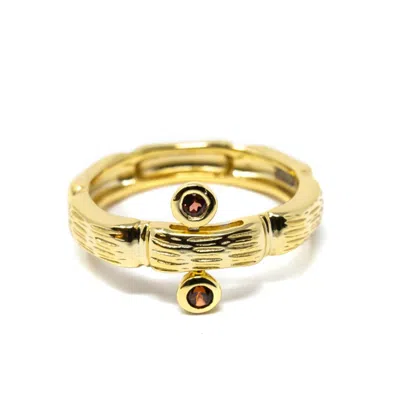 Nasi Silver Women's Living Ring- Garnet, Gold In Yellow