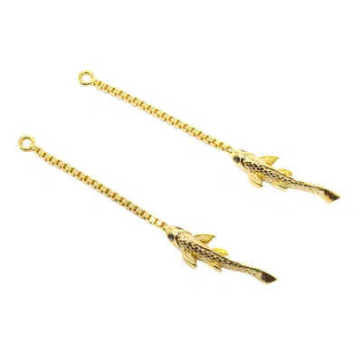 Nasi Silver Women's Neshama Fish Dangles- Gold