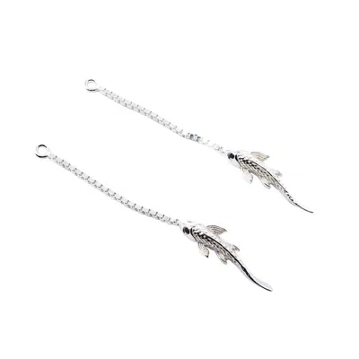 Nasi Silver Women's Neshama Fish Dangles- Silver In Metallic