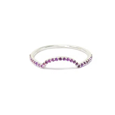 Nasi Silver Women's Ora Half Eternity Ring- Amethyst- Silver In Gold