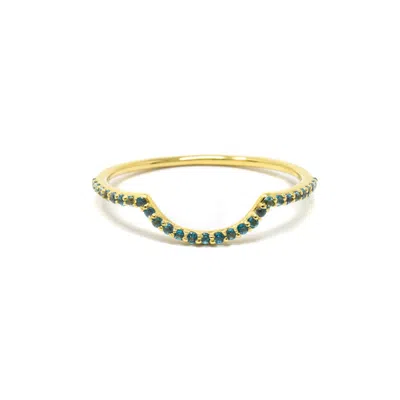 Nasi Silver Women's Ora Half Eternity Ring- Blue Topaz- Gold