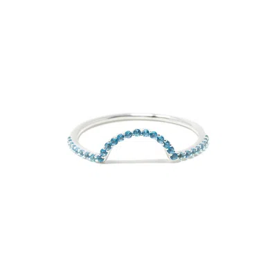 Nasi Silver Women's Ora Half Eternity Ring- Blue Topaz- Silver