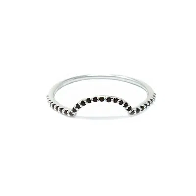 Nasi Silver Women's Ora Ring- Onyx- Silver In Multi
