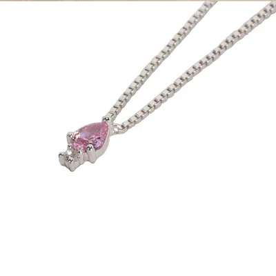 Nasi Silver Women's Pear Atarah Necklace- Crystal Pink Spinel - Silver