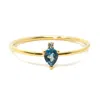 Nasi Silver Women's Pear Atarah Ring- Blue Topaz & White Topaz, Gold In Gold