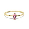 Nasi Silver Women's Pear Atarah Ring- Pink Tourmaline & White Topaz, Gold In Purple
