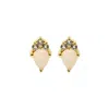 Nasi Silver Women's Pear Atarah Studs- Opal & White Topaz, Gold In Multi