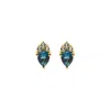 Nasi Silver Women's Pear Drop Atarah Studs- Blue Topaz & White Topaz, Gold In Blue
