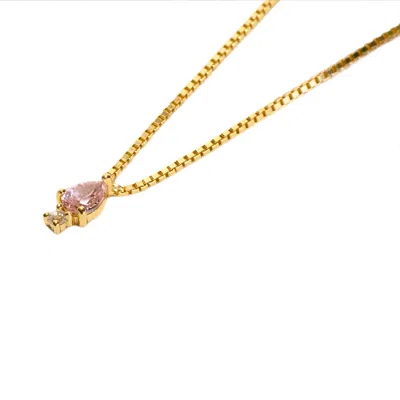 Nasi Silver Women's Pink / Gold Pear Atarah Necklace- Crystal Pink Spinel & White Topaz- Gold