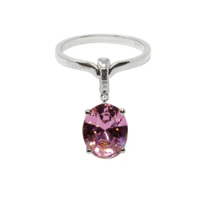 Nasi Silver Women's Pink / Purple Crystalis Dancer Ring- Pink Spinel, Silver