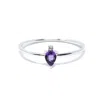 Nasi Silver Women's Pink / Purple Pear Atarah Ring- Amethyst & White Topaz, Silver
