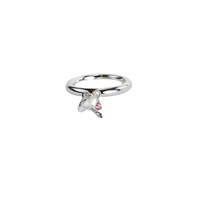 Nasi Silver Women's Pink / Purple Wobbling Shroom Dangling Ring- Pink Tourmaline, Silver