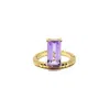 Nasi Silver Women's Purple Floating Bamboo Baguette Gemstone Ring- Amethyst, Gold In Gold
