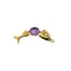 Nasi Silver Women's Purple Swimming Fish Neshama Pendant- Amethyst & Freshwater Pearl- Gold In Gold