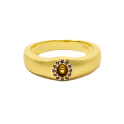 Nasi Silver Women's Rebirth Ring- Amethyst -gold In Yellow
