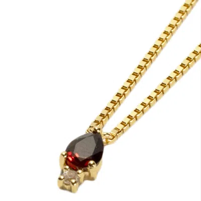 Nasi Silver Women's Red / Gold Pear Atarah Necklace- Garnet & White Topaz- Gold In Multi