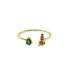 Nasi Silver Women's Shell Sedef Ring- Green Spinel, Gold In Gold
