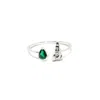 Nasi Silver Women's Shell Sedef Ring- Green Spinel, Silver In Metallic
