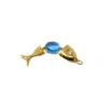 Nasi Silver Women's Swimming Fish Neshama Pendant- Blue Spinel- Gold In Blue
