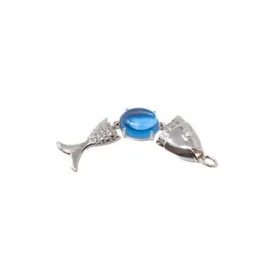 Nasi Silver Women's Swimming Fish Neshama Pendant- Blue Spinel- Silver