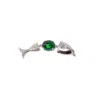 Nasi Silver Women's Swimming Fish Neshama Pendant- Green Spinel- Silver In Metallic